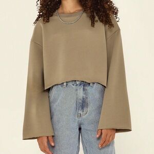 Girls Cropped Loose Fit Sweatshirt-Medium